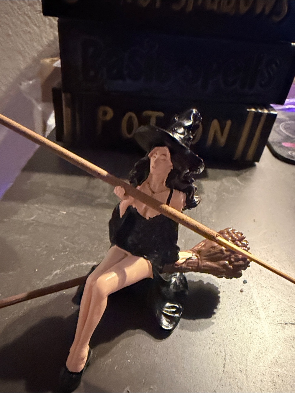 Black Witch Figurine Incense Holder - Women Bath & Body Accent